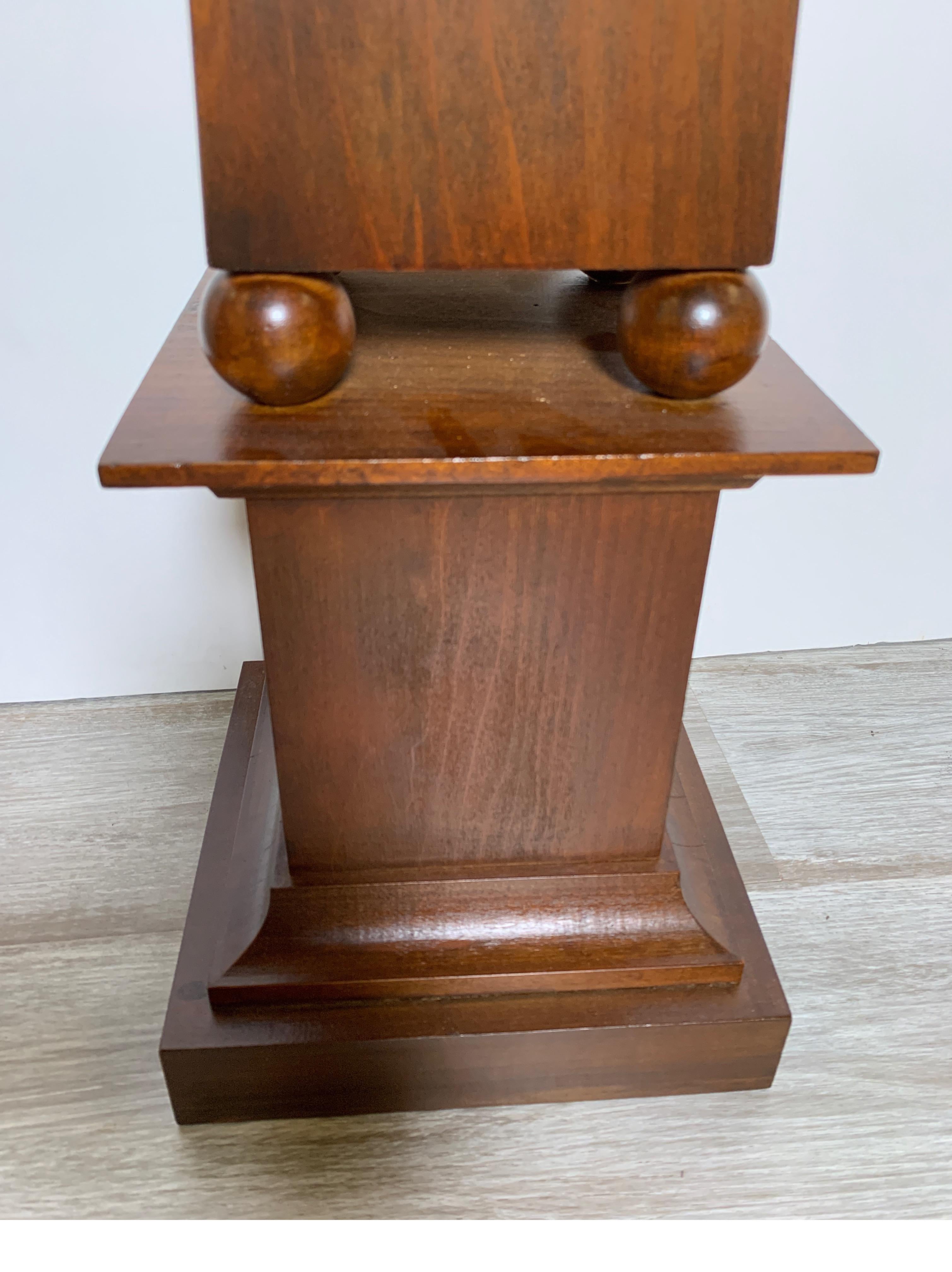 20th Century Pair of Decorator Tall Mahogany Finish Obelisks