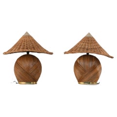A Pair of Deka Rattan Table Lamp