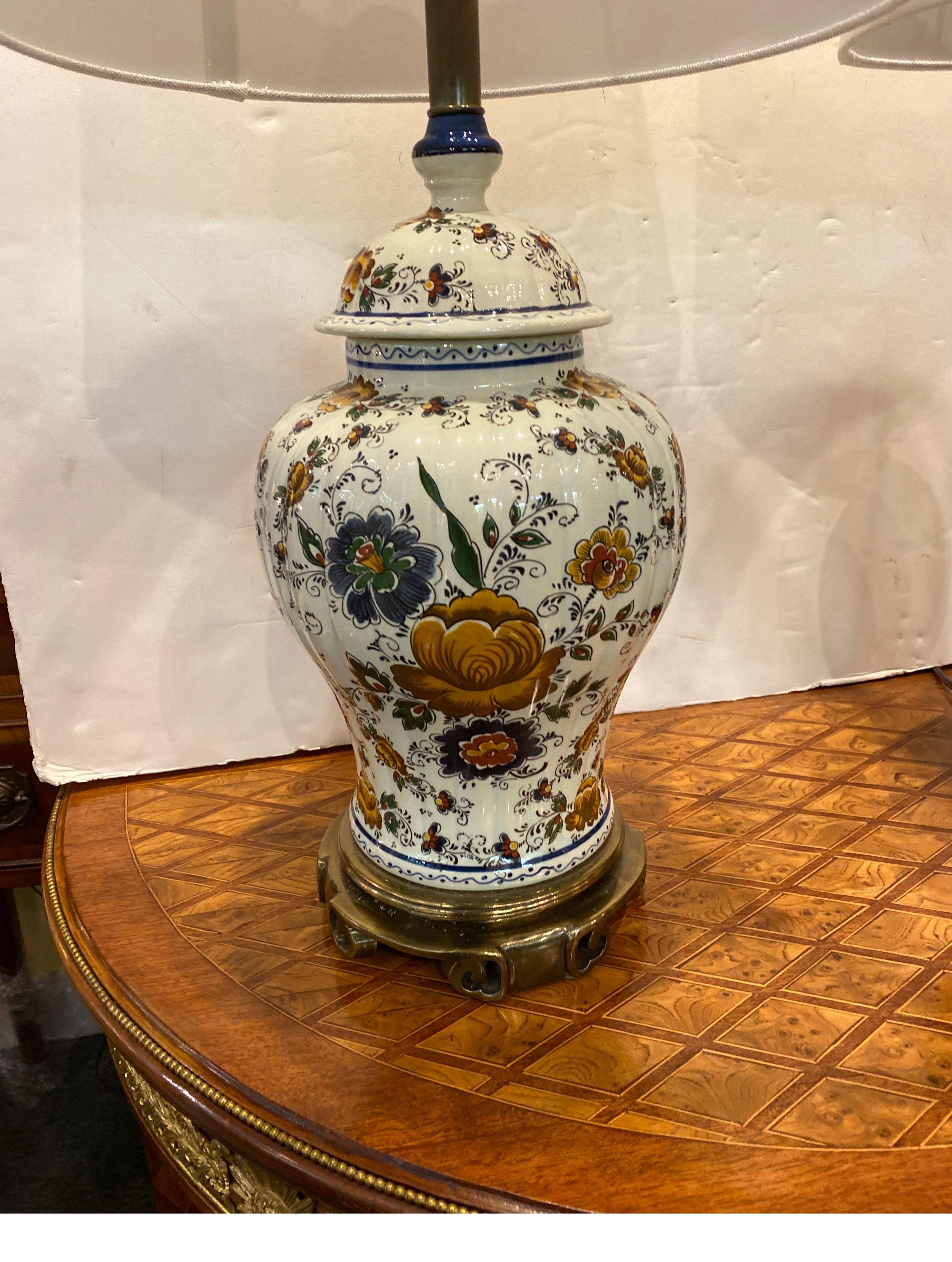 A pair of hand painted delft 