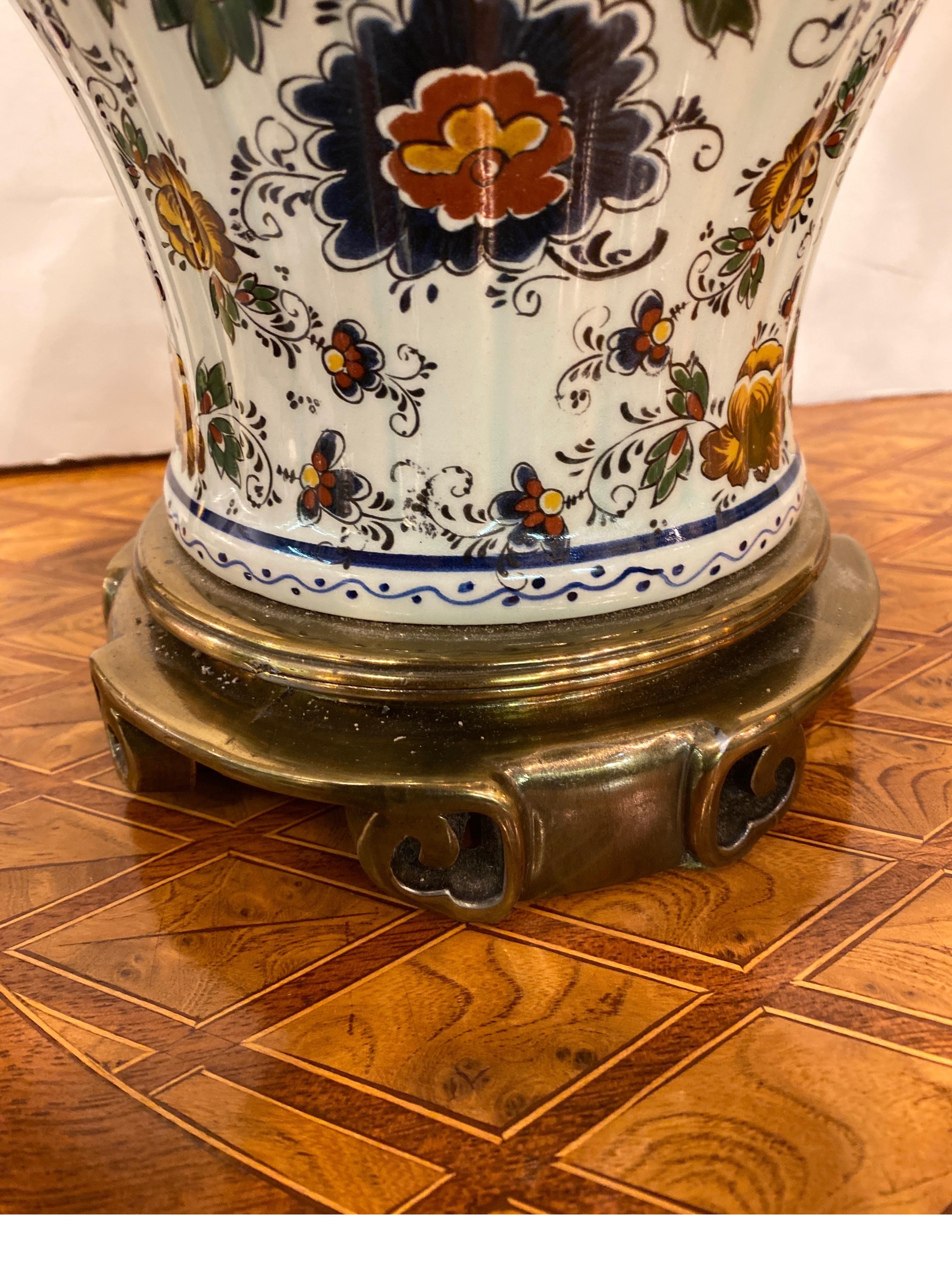 Hand-Painted Pair of Hand Decorated Delft Ginger Jar Lamps