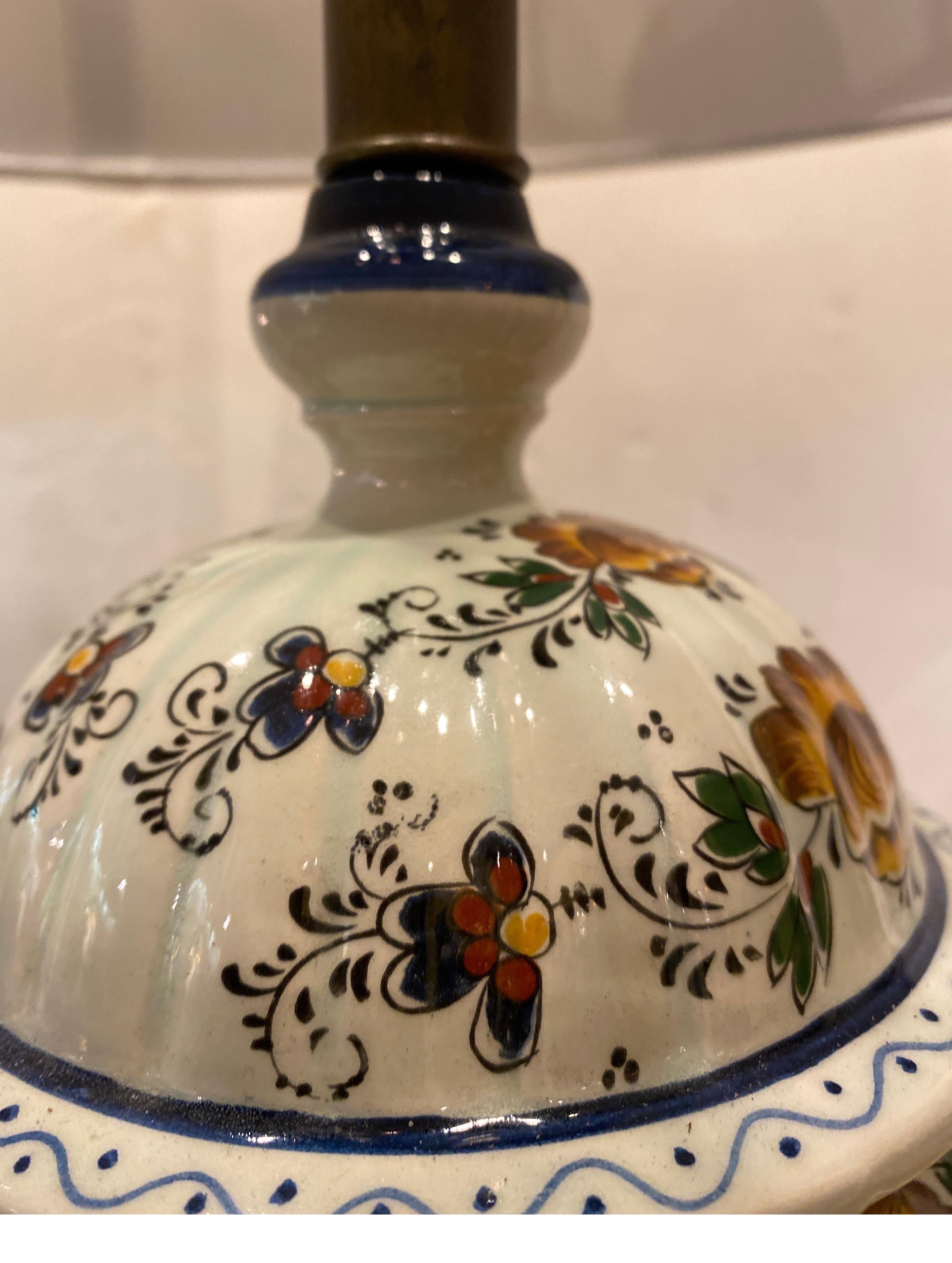 20th Century Pair of Hand Decorated Delft Ginger Jar Lamps