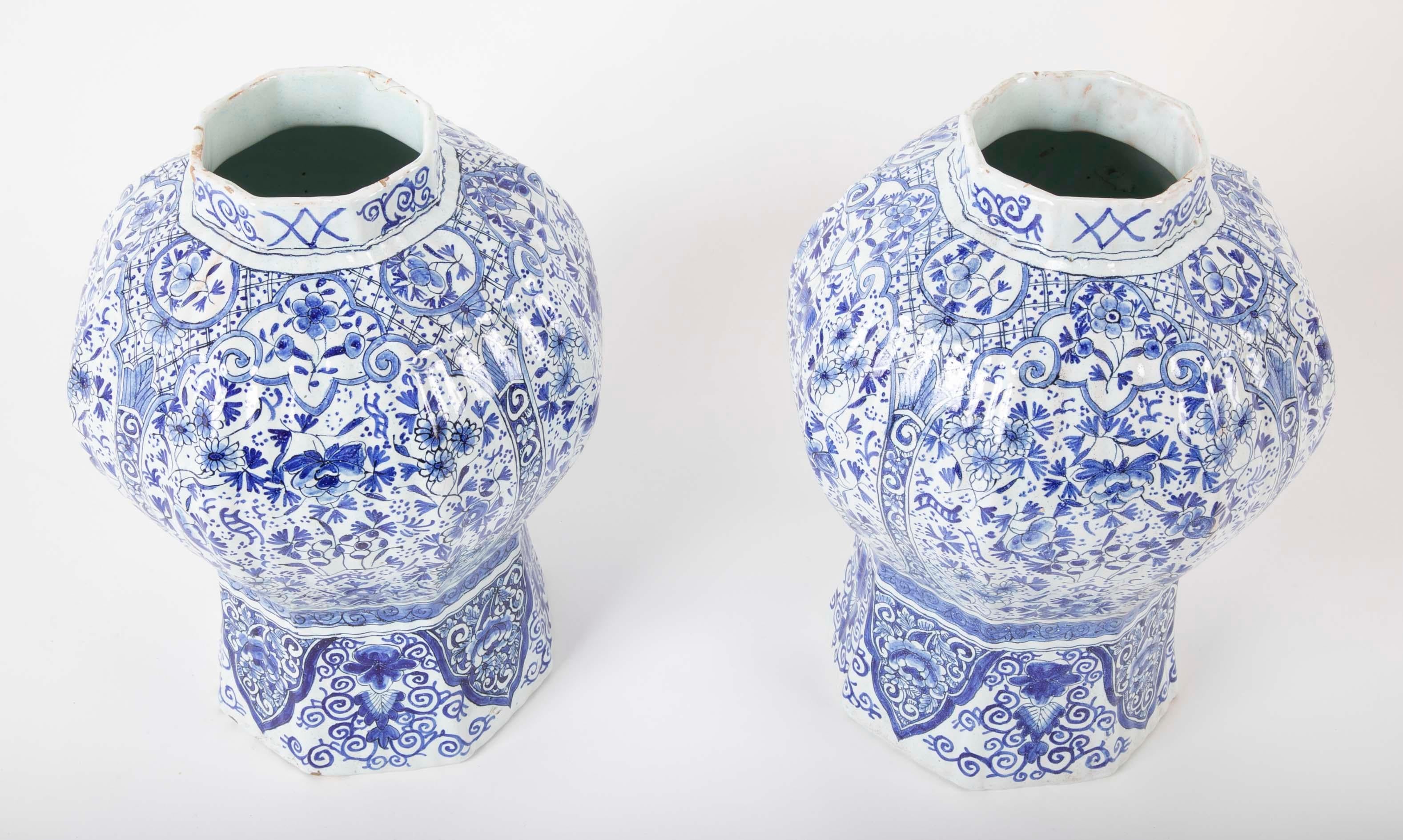 Late 19th Century Pair of Delft Jars Ginger Jars