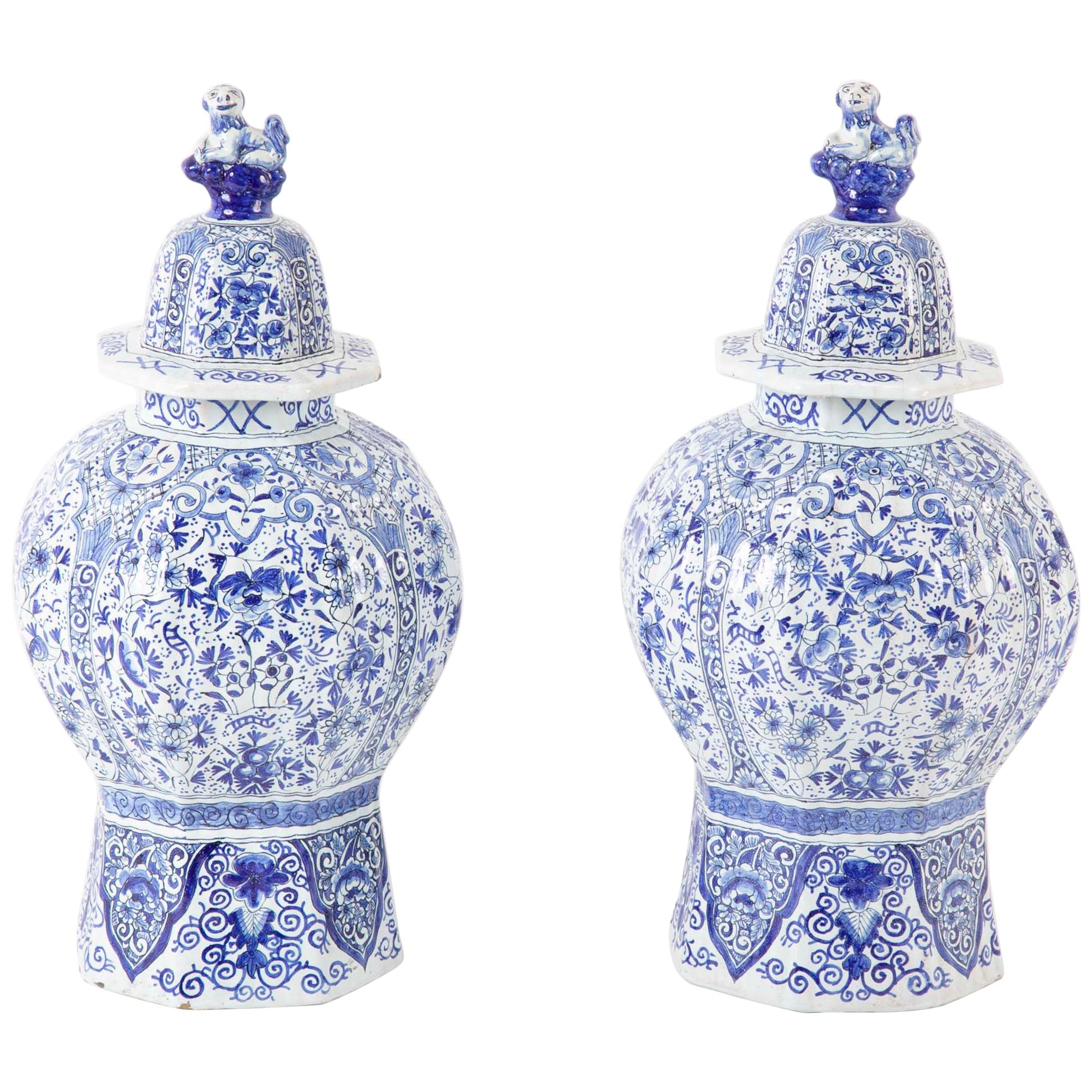 Pair of Delft Jars Ginger Jars