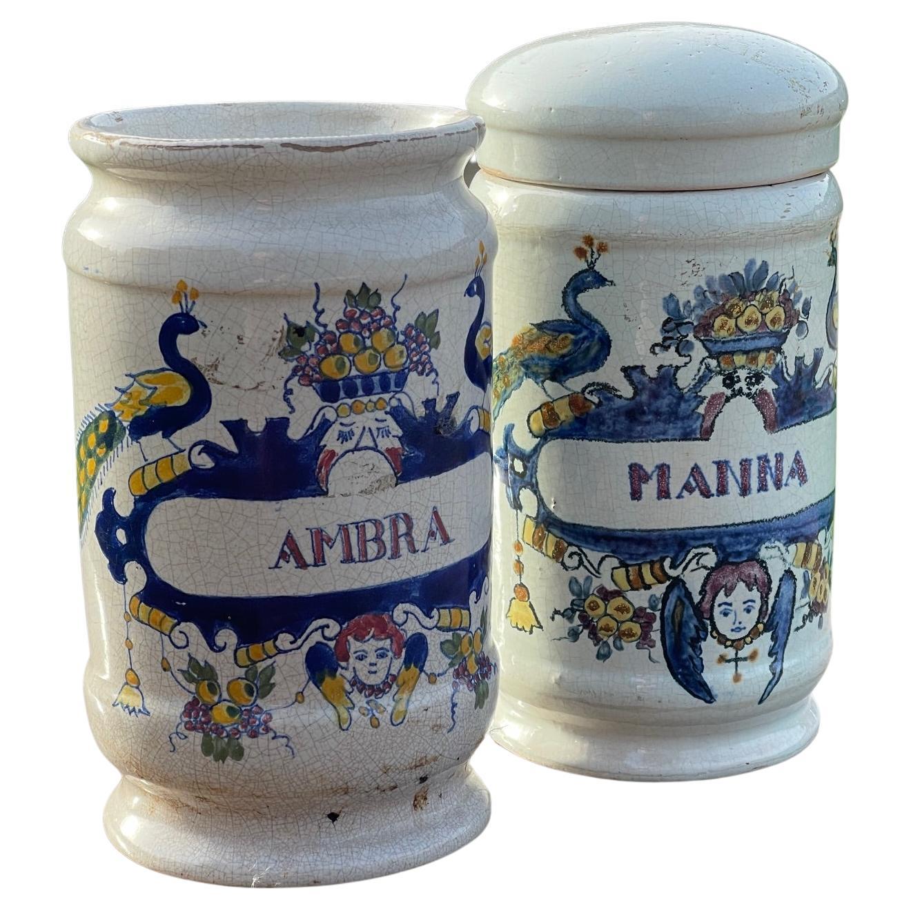 A Pair of Delft pots  For Sale
