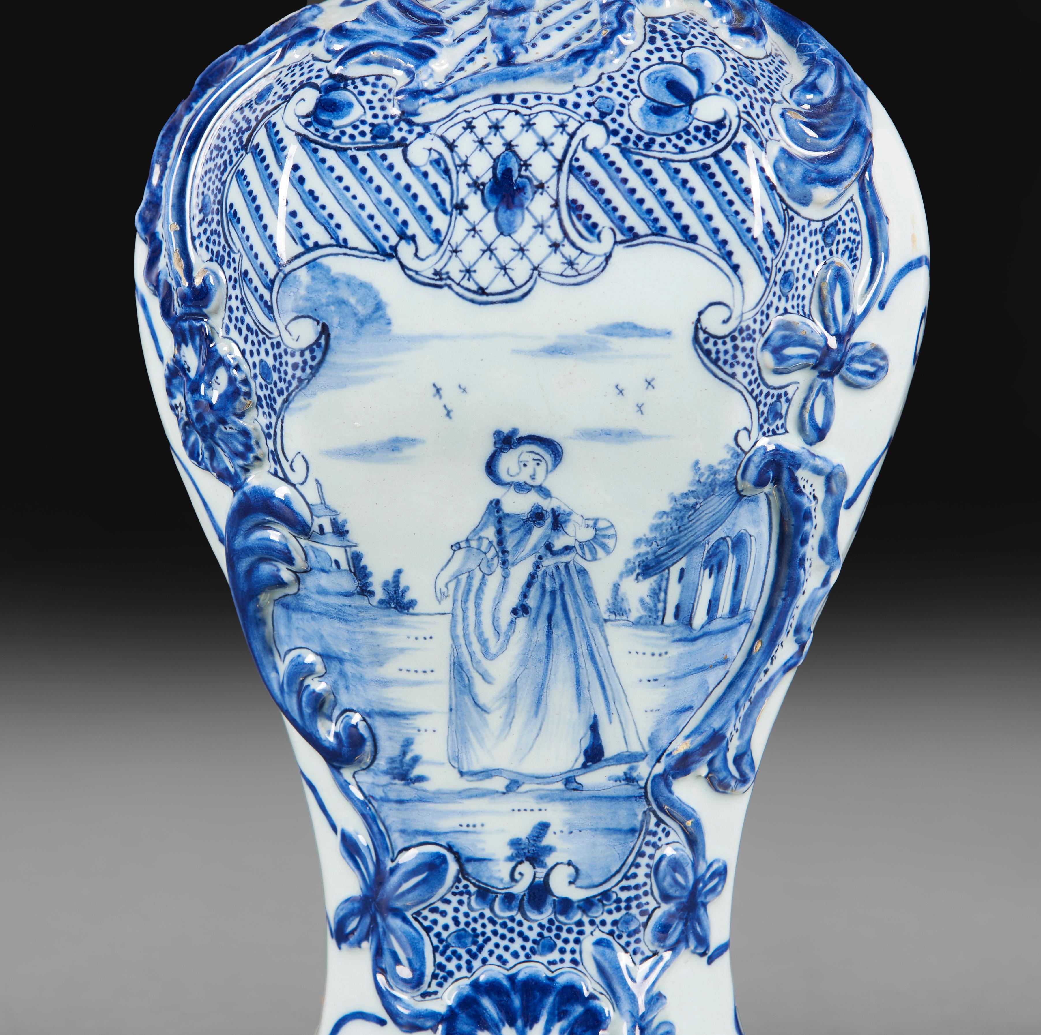 Dutch A Pair of Delft Vases as Lamps