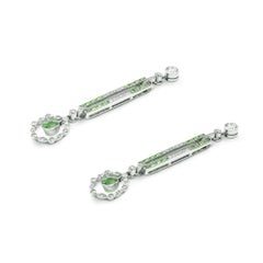 Pair of Tsavorite Garnet and Diamond Drop Earrings