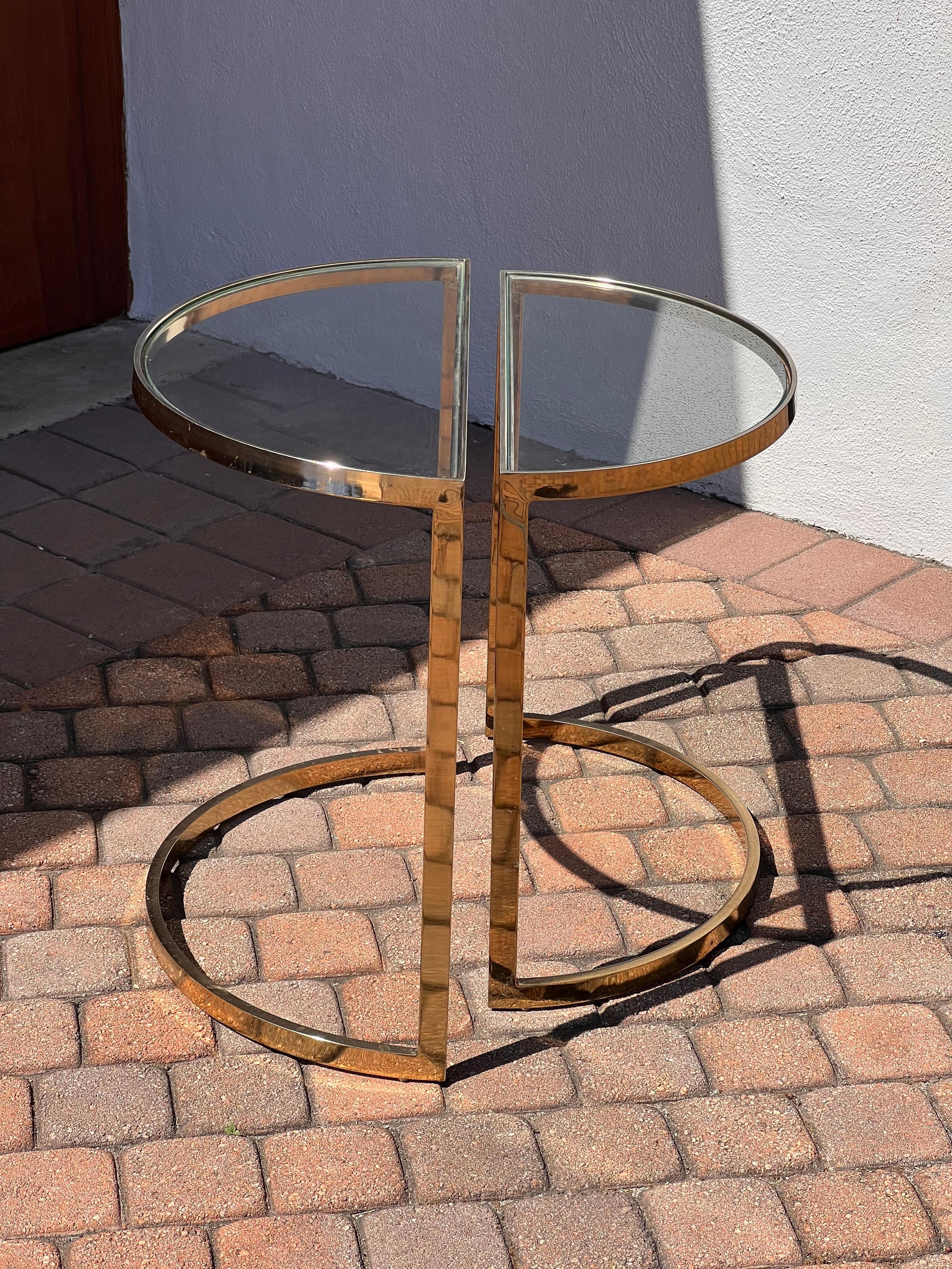 A pair of demi-lune gilt end tables, 1970s For Sale 3