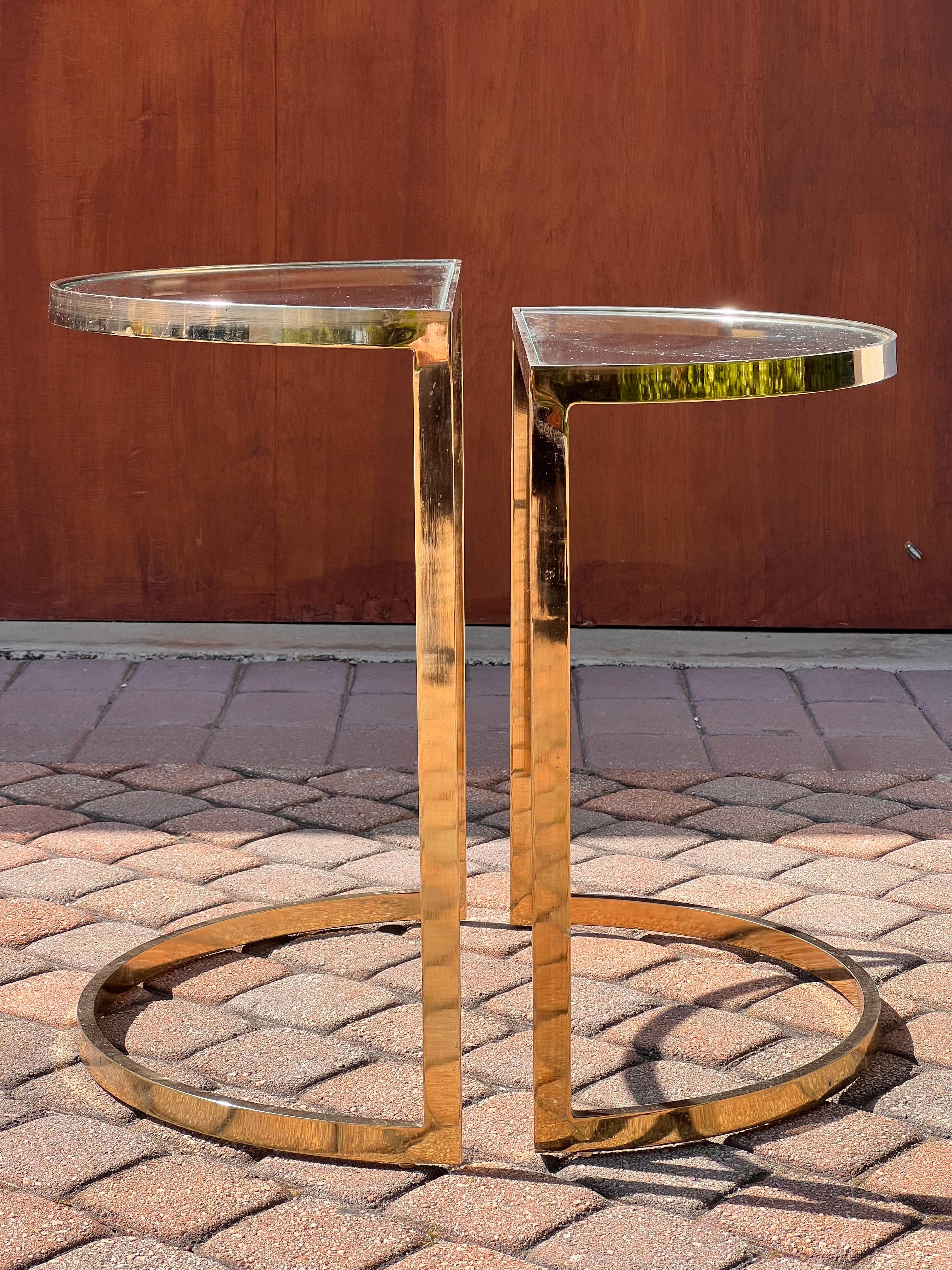 A pair of demi-lune gilt end tables, 1970s For Sale 4