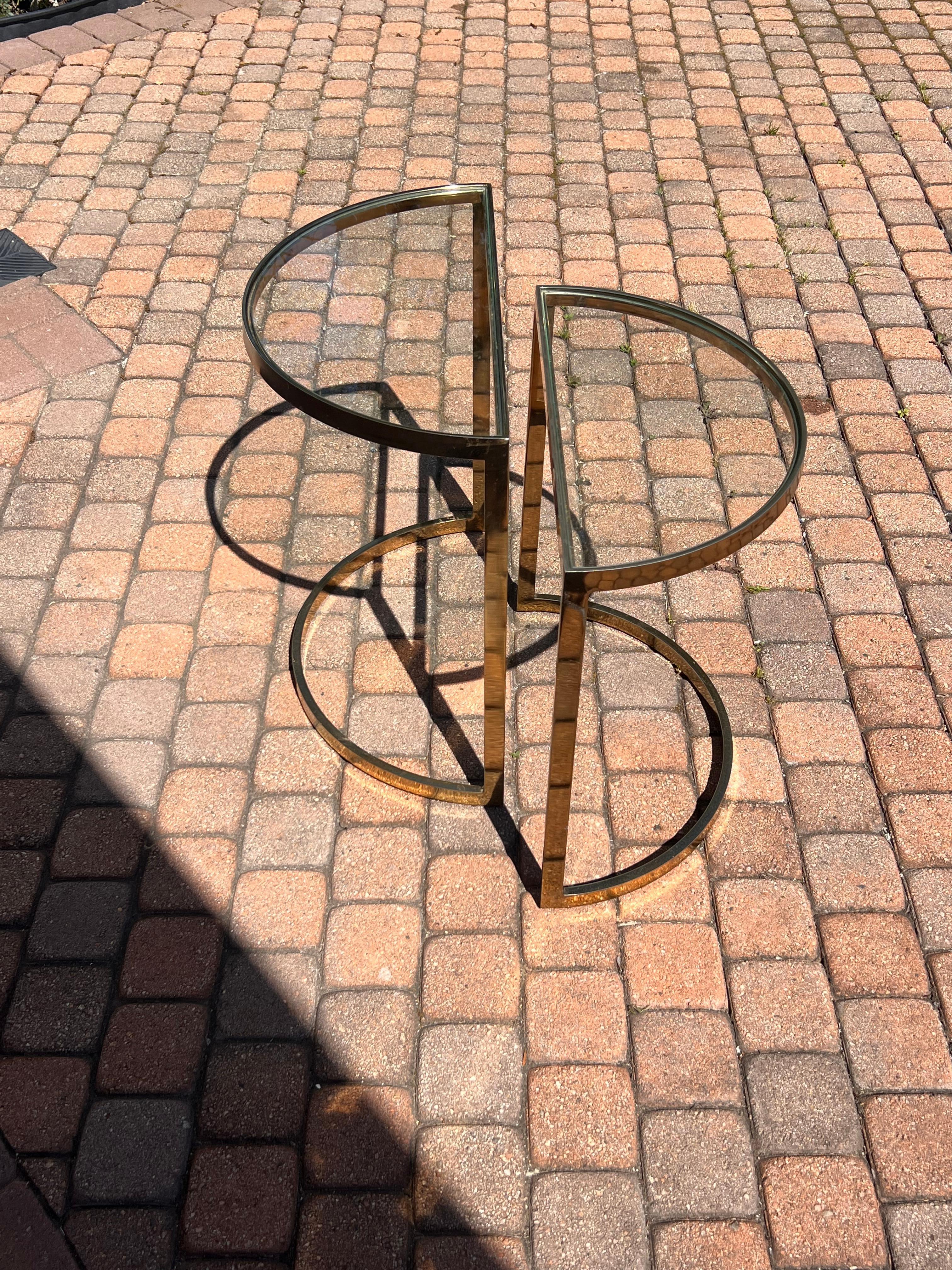 A pair of demi-lune gilt end tables, 1970s For Sale 6