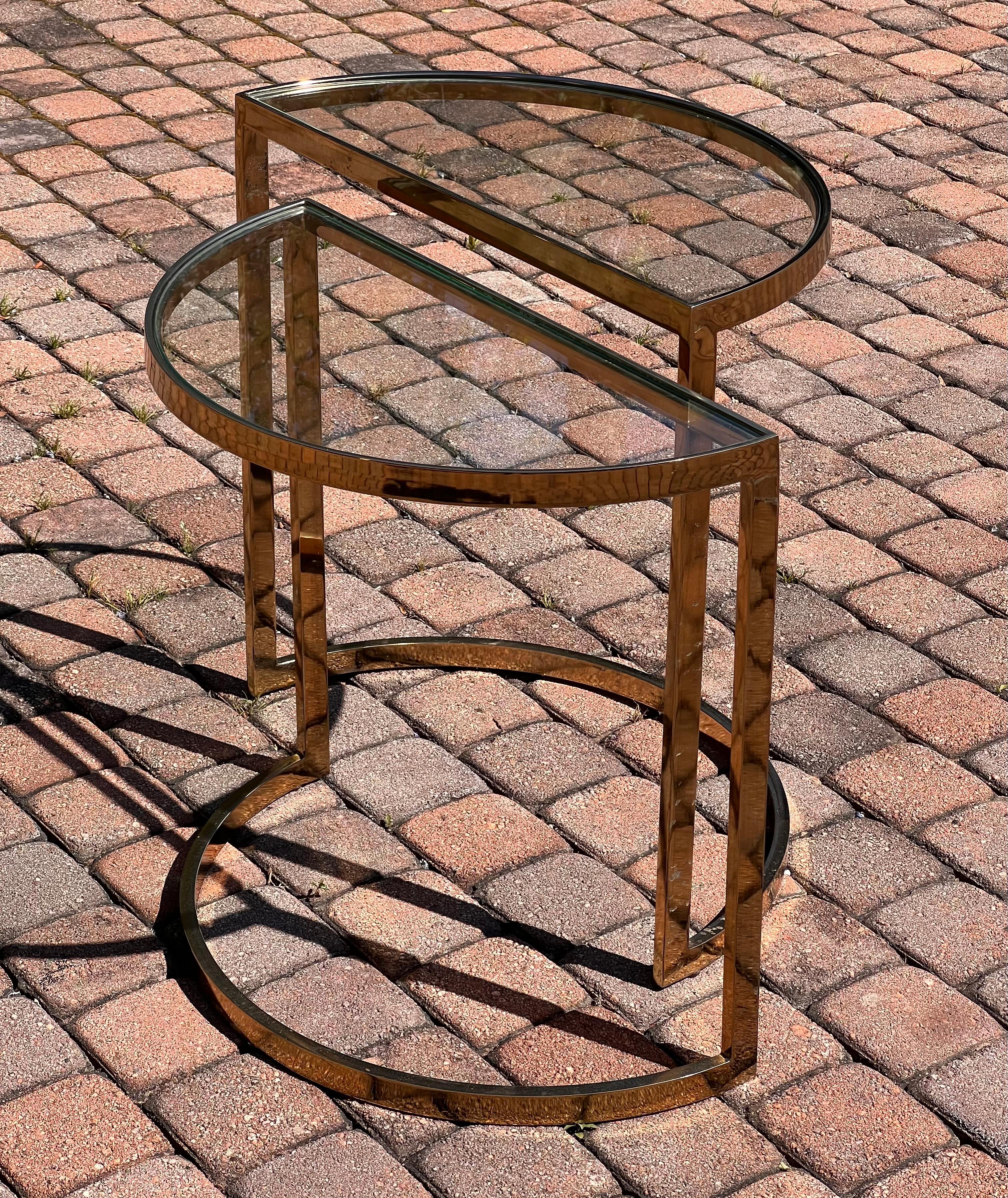 A pair of demi-lune gilt end tables, 1970s For Sale 7