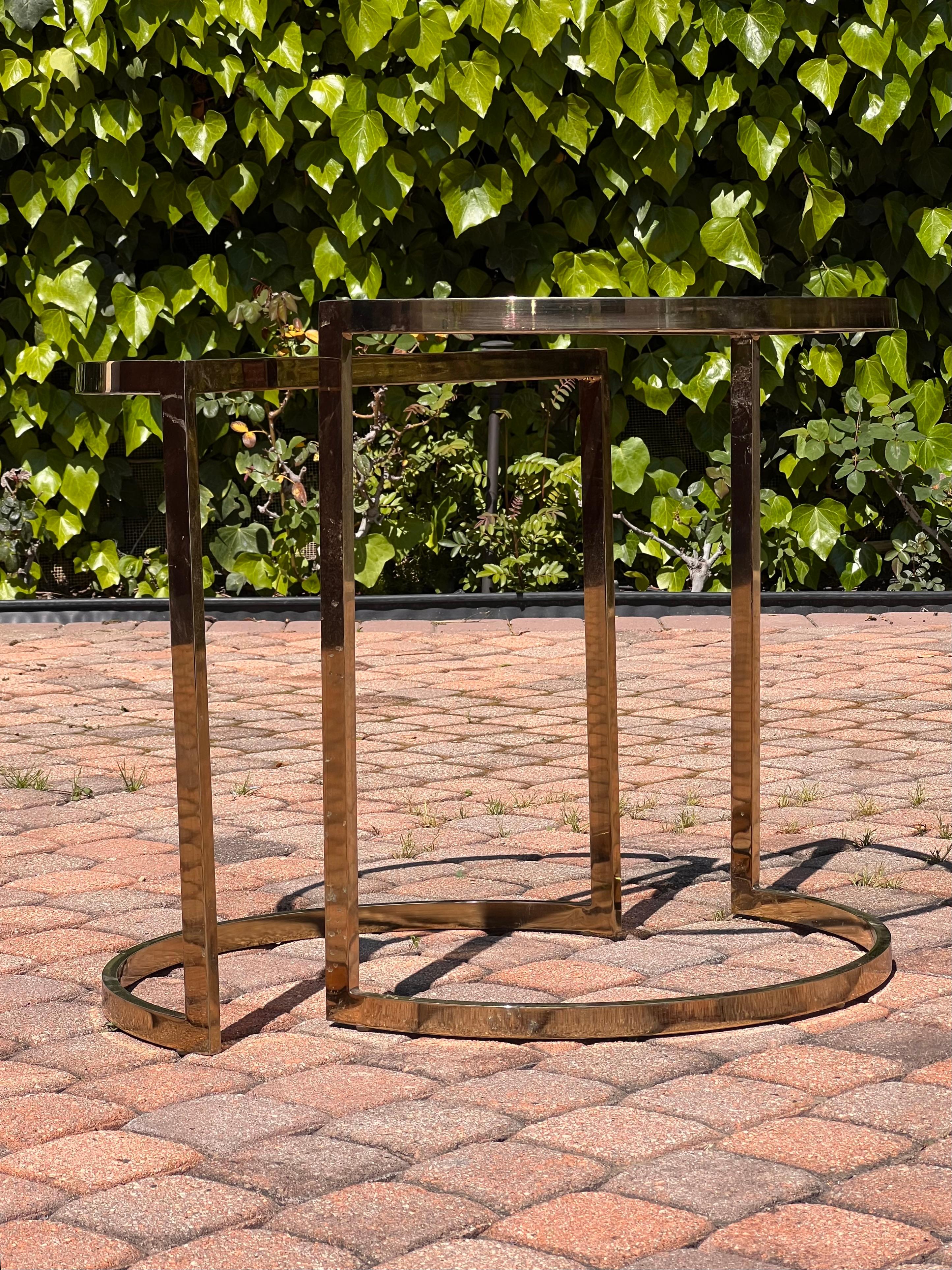 A pair of demi-lune gilt end tables, 1970s For Sale 8