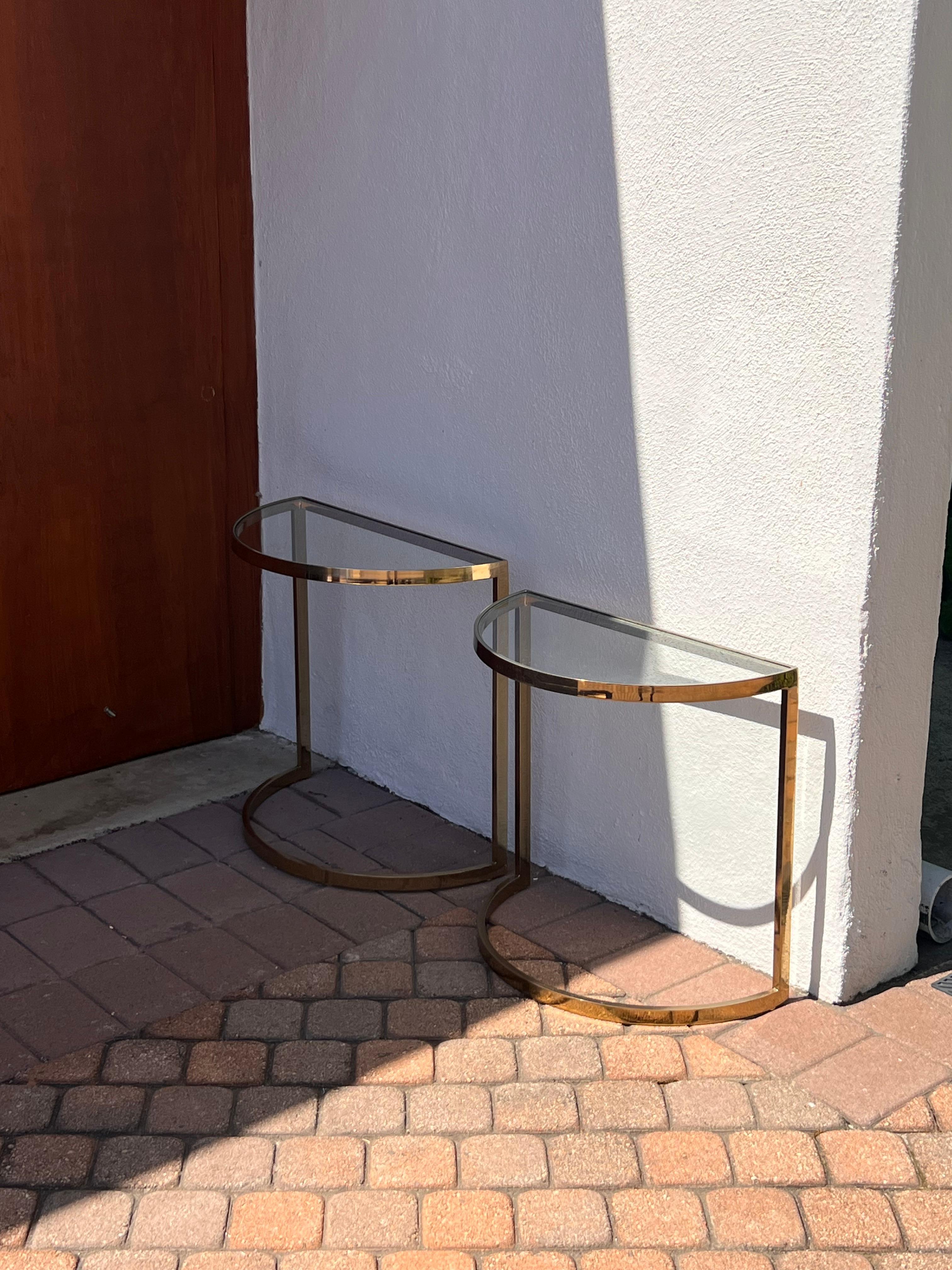 A pair of demi-lune gilt end tables, 1970s For Sale 9