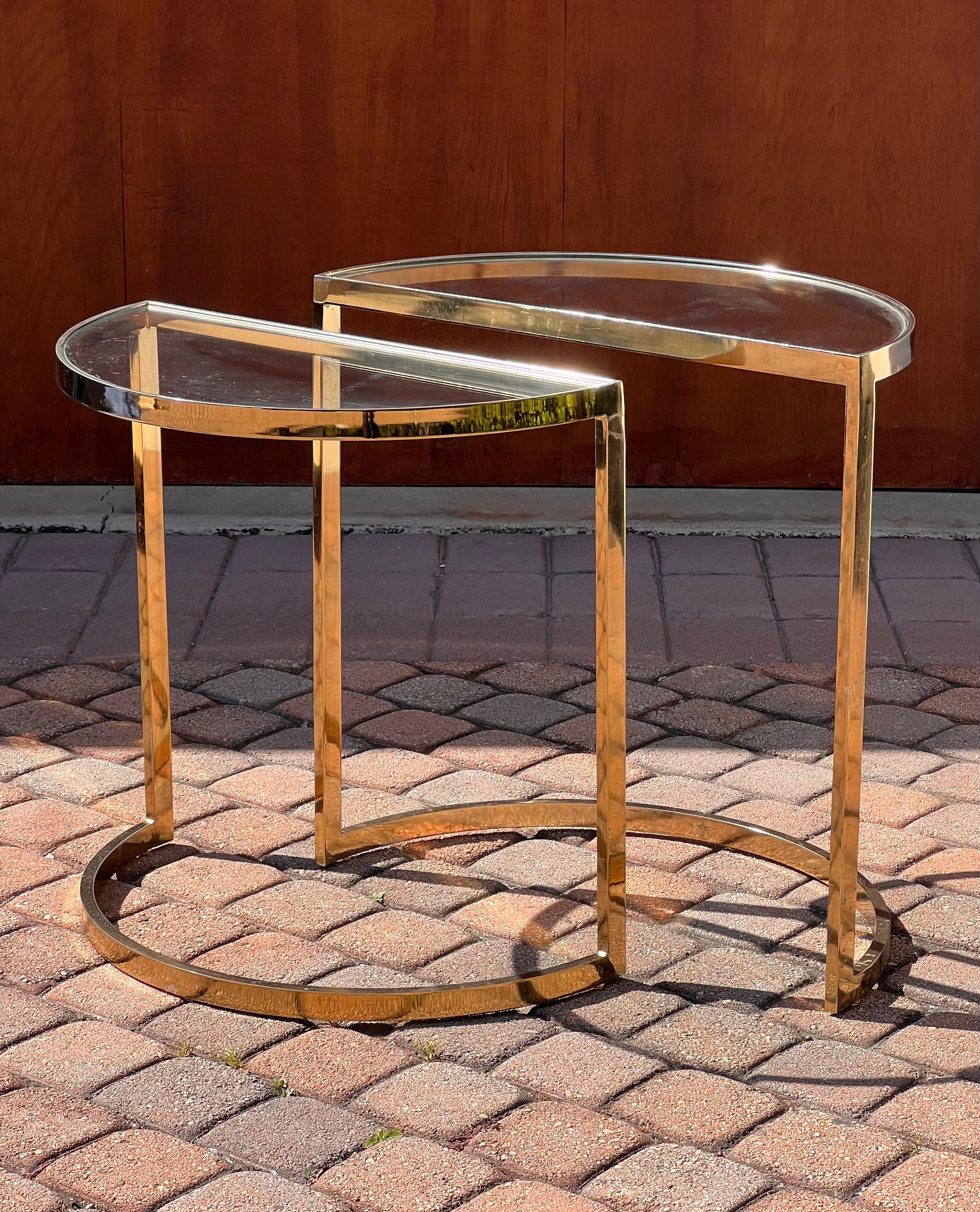 A pair of demi-lune gilt end tables, 1970s For Sale 11