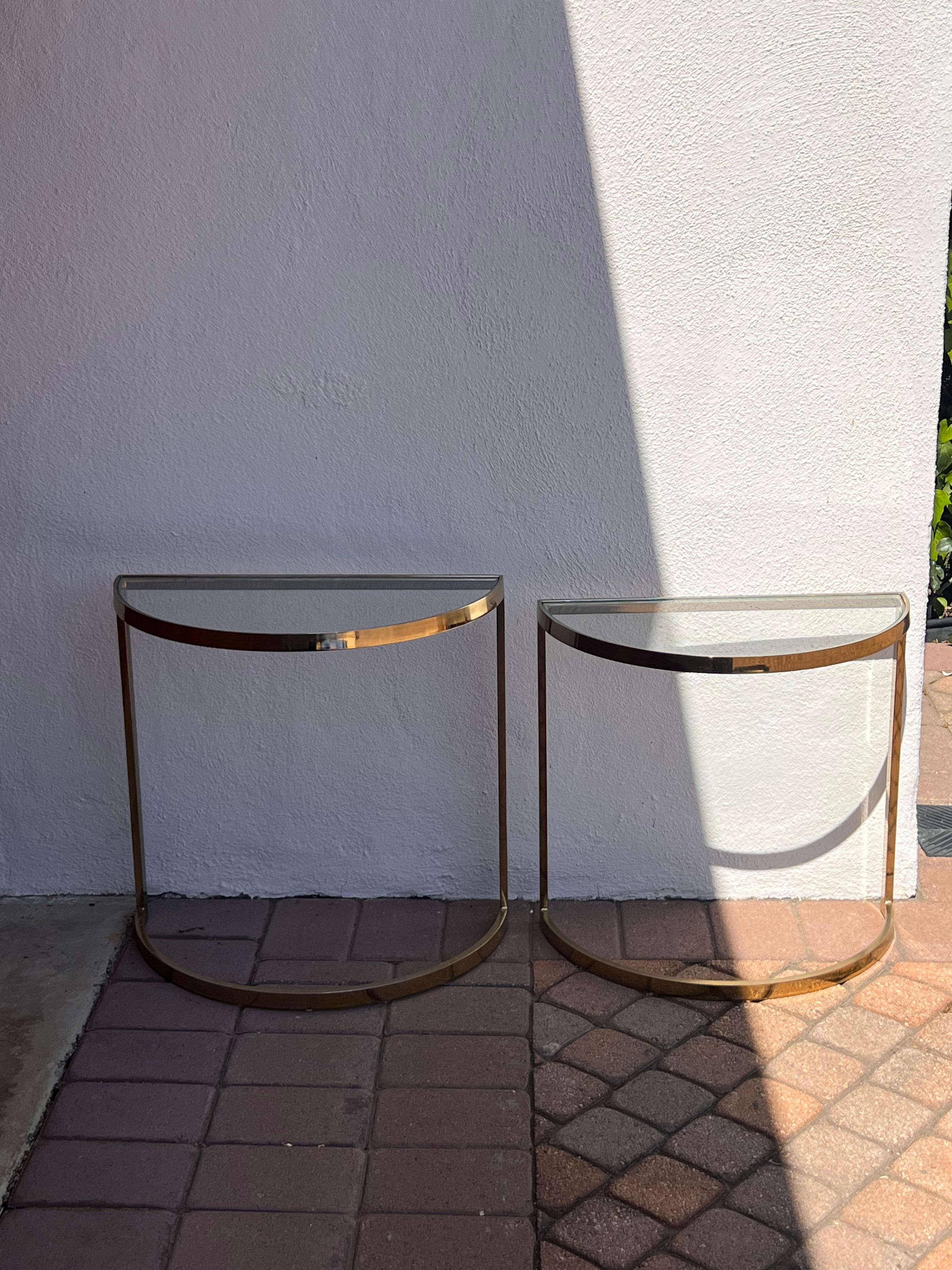 A pair of demi-lune gilt end tables, 1970s For Sale 1