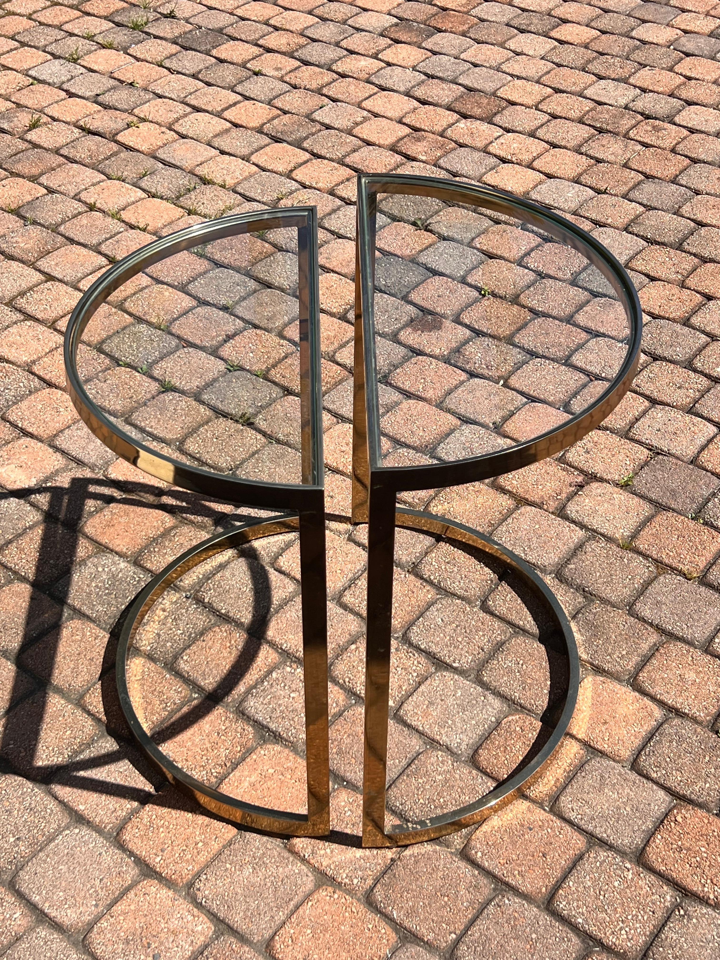 A pair of demi-lune gilt end tables, 1970s For Sale 2