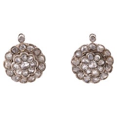 Antique 20th Century 18k Gold Rose Cut Diamond Earrings, Italy