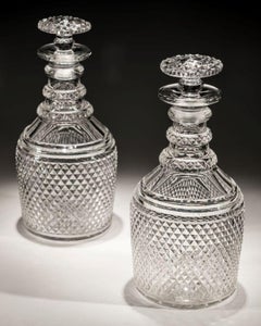 Pair of Diamond Cut Glass Regency Decanters