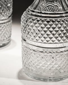 Pair of Diamond Cut Regency Decanters