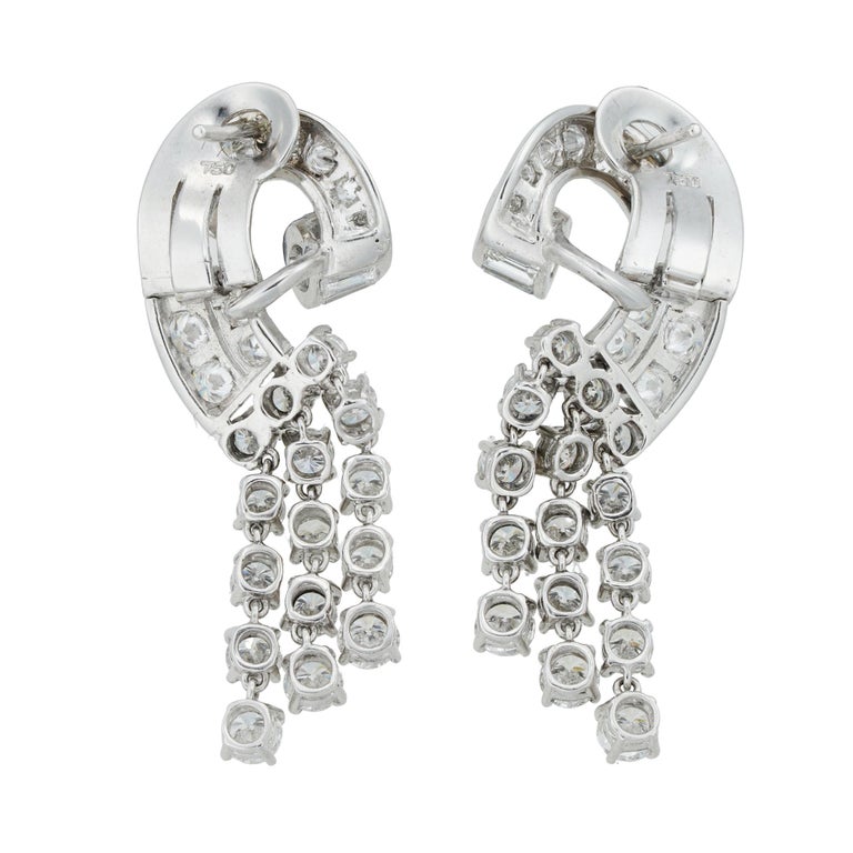 A Pair Of Vintage Diamond Drop Earring For Sale at 1stDibs