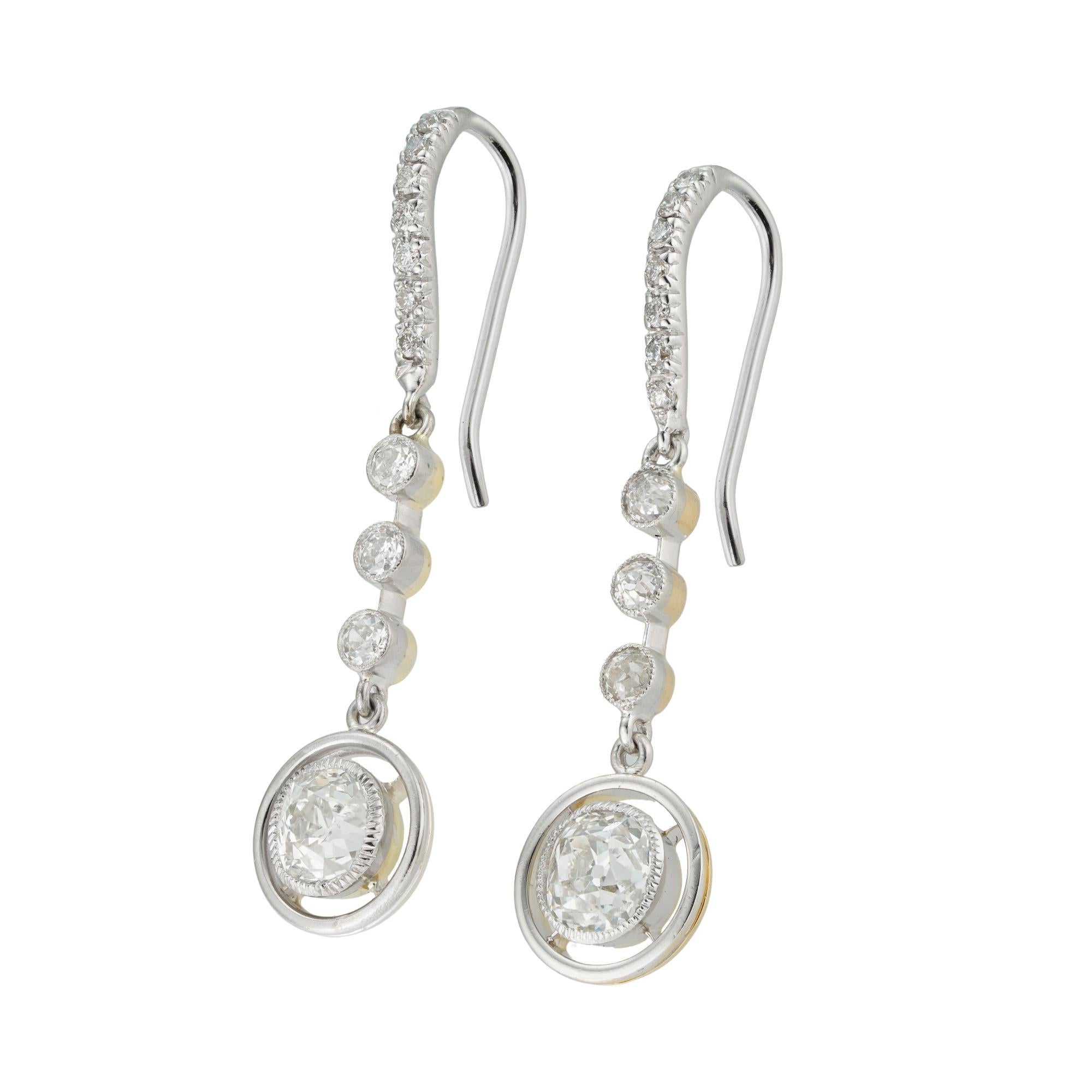 Art Deco A pair of diamond drop earrings For Sale