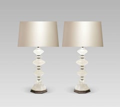 Pair of Diamond Form Rock Crystal Table Lamps