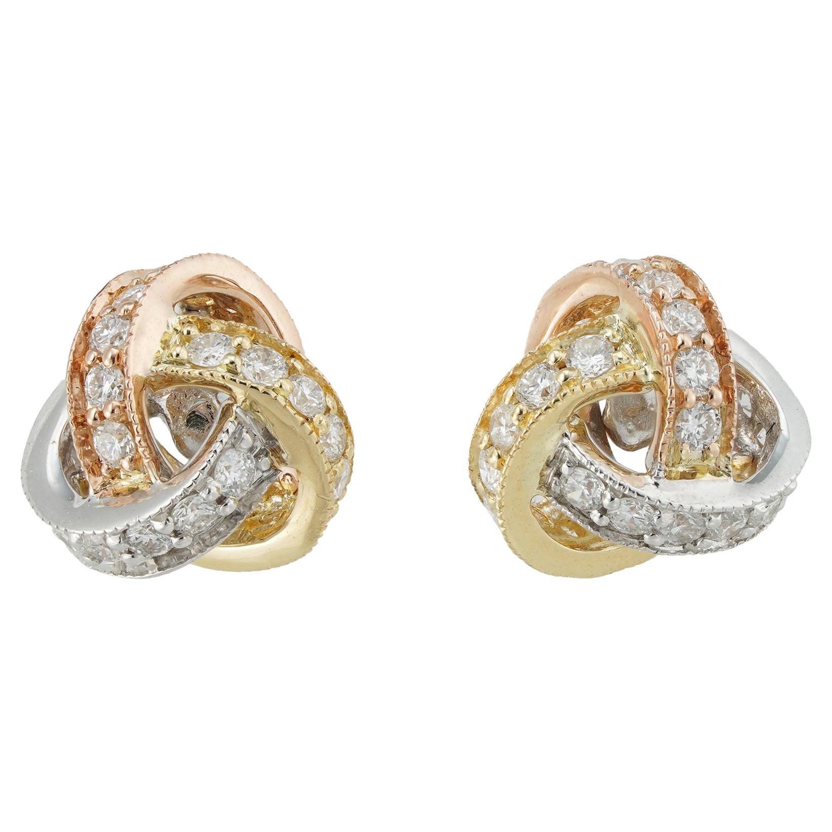 Pair Of Diamond Knot Earrings At 1stdibs Pair Of Diamond Knot Earrings At 1stdibs