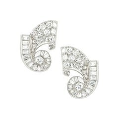 Pair of Diamond Scroll Earring