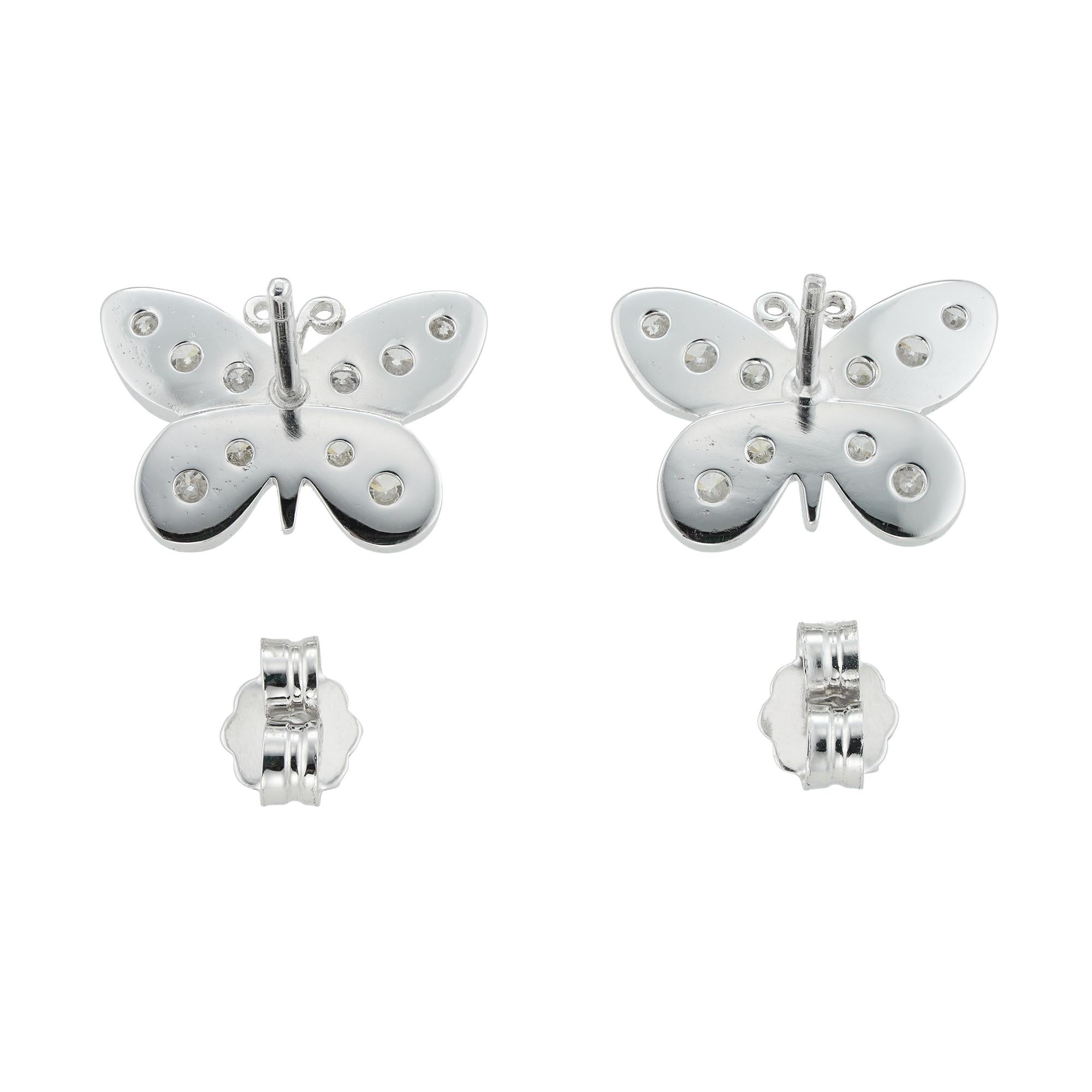Women's or Men's Pair of Diamond-Set Big Butterfly Earrings