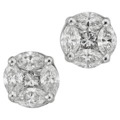 A pair of diamond-set cluster earrings