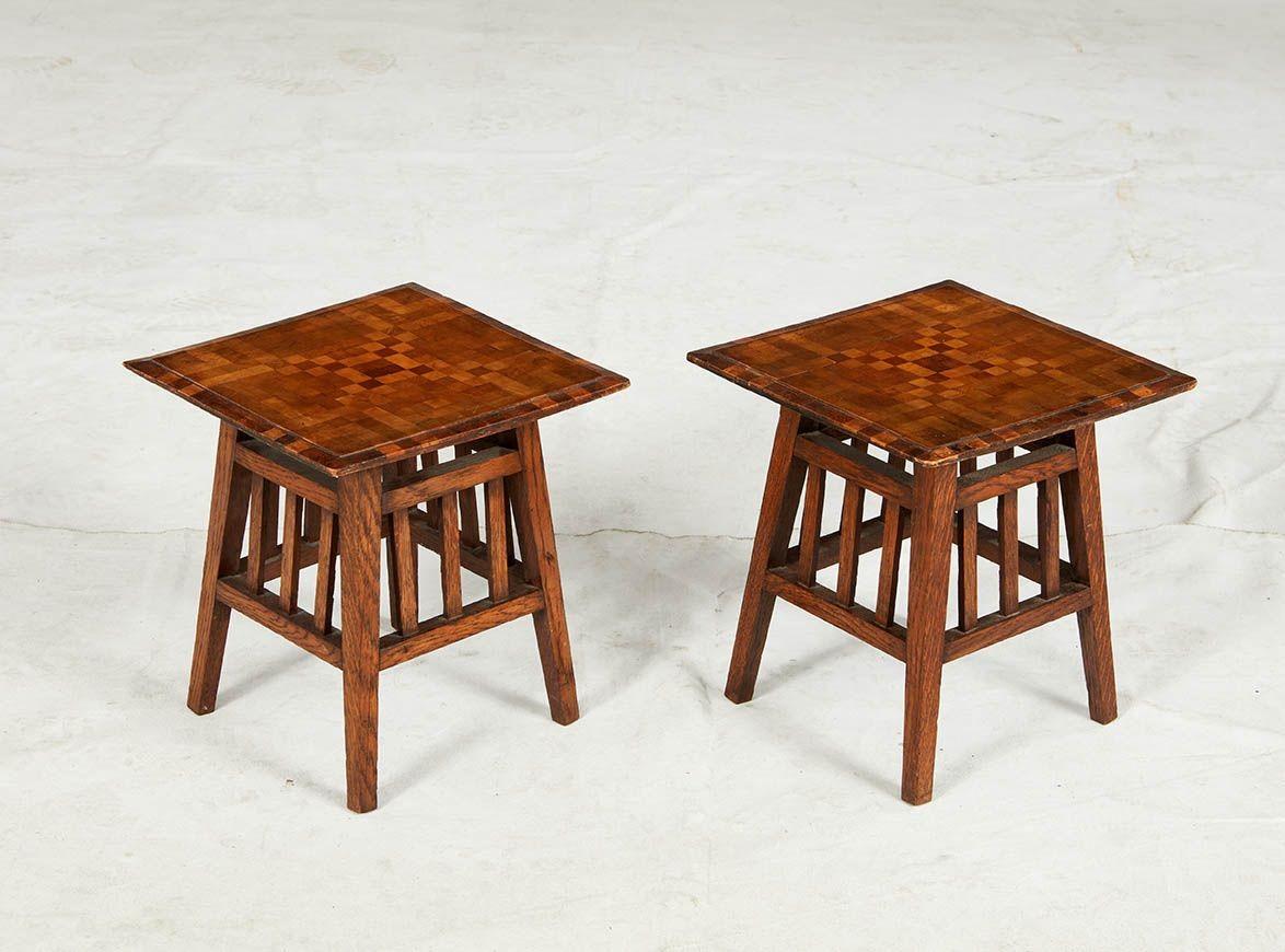 A Pair of Diminutive Chequered Drinks Tables In Good Condition For Sale In Greenwich, CT