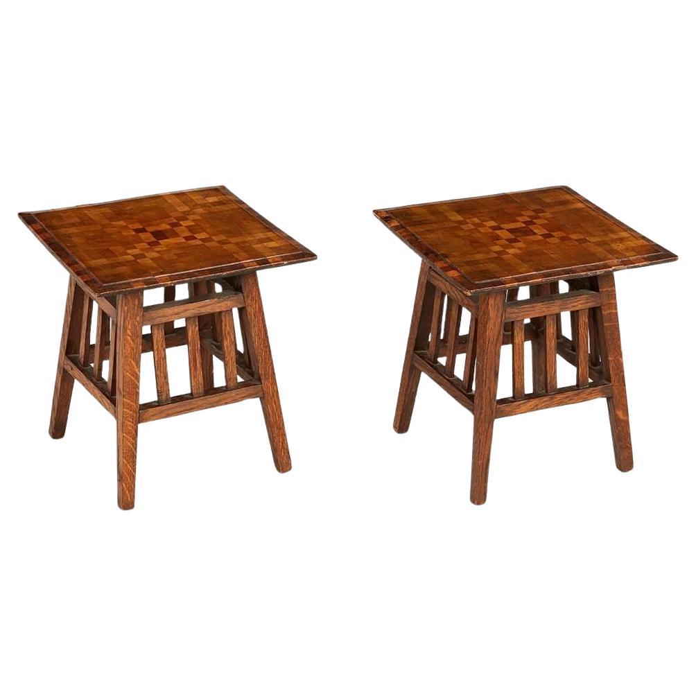 A Pair of Diminutive Chequered Drinks Tables For Sale