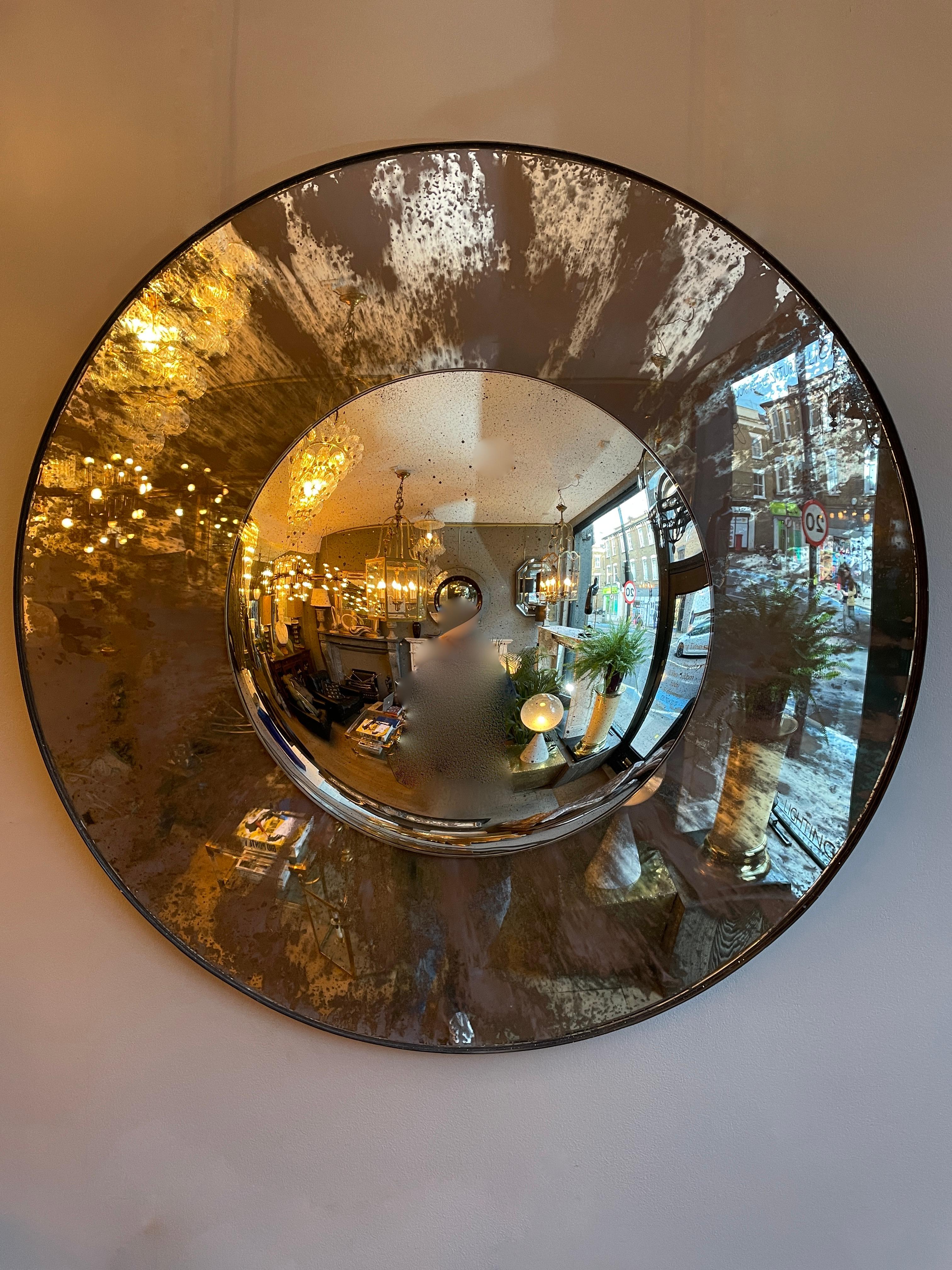 Modern A Pair Of Distressed Convex Mirrors