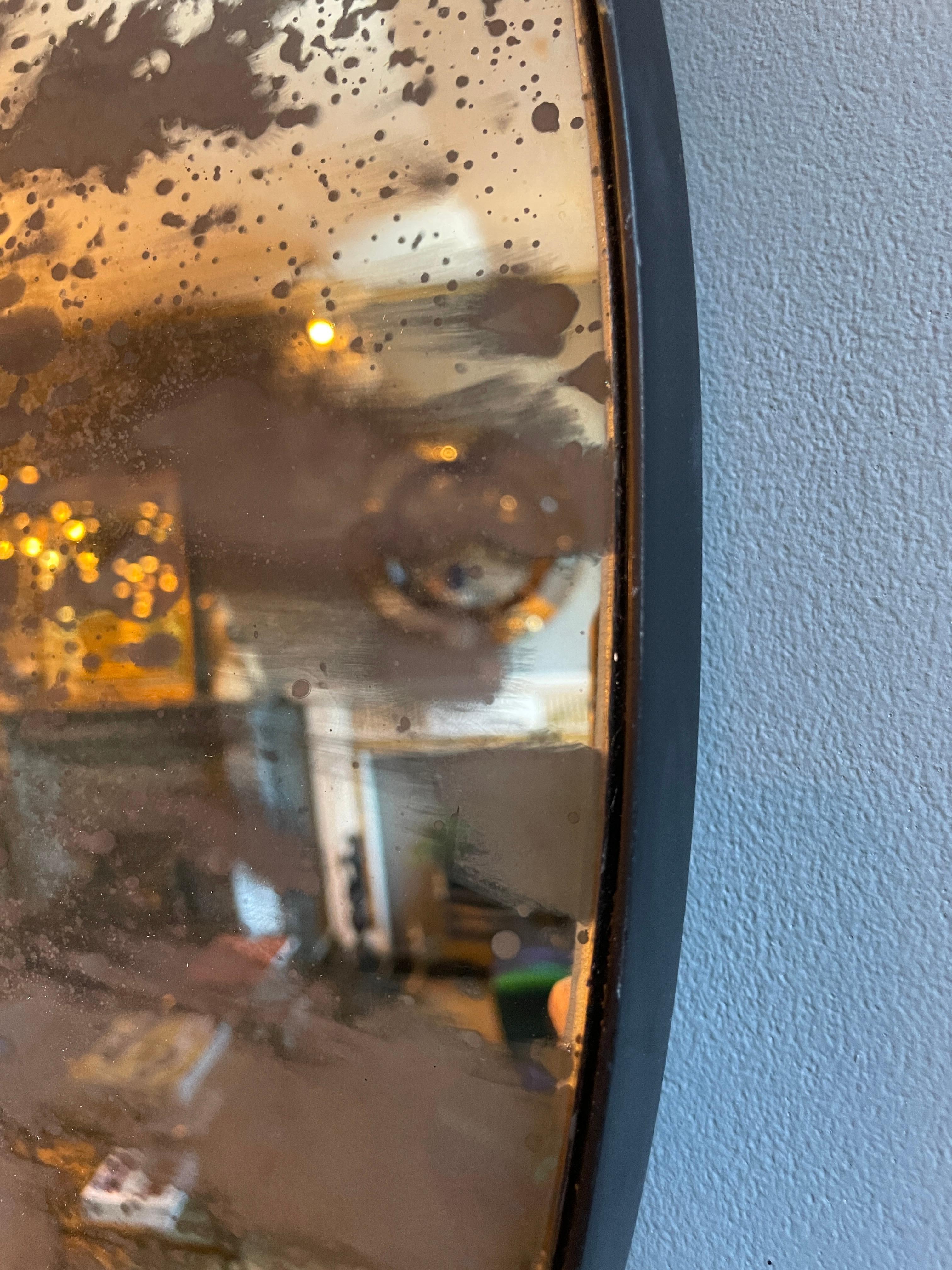 A Pair Of Distressed Convex Mirrors For Sale 1