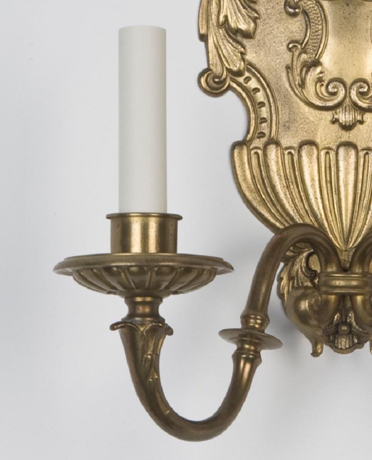 Edwardian Two Arm Sterling Bronze Co. Sconces based on an English Design by Edward Gore For Sale
