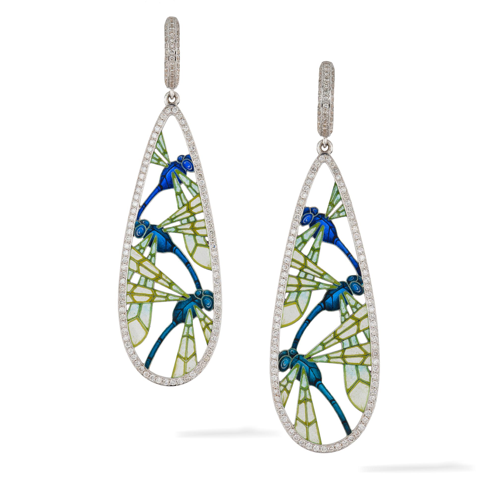 Brilliant Cut A Pair of Dragonfly Earrings by Ilgiz F