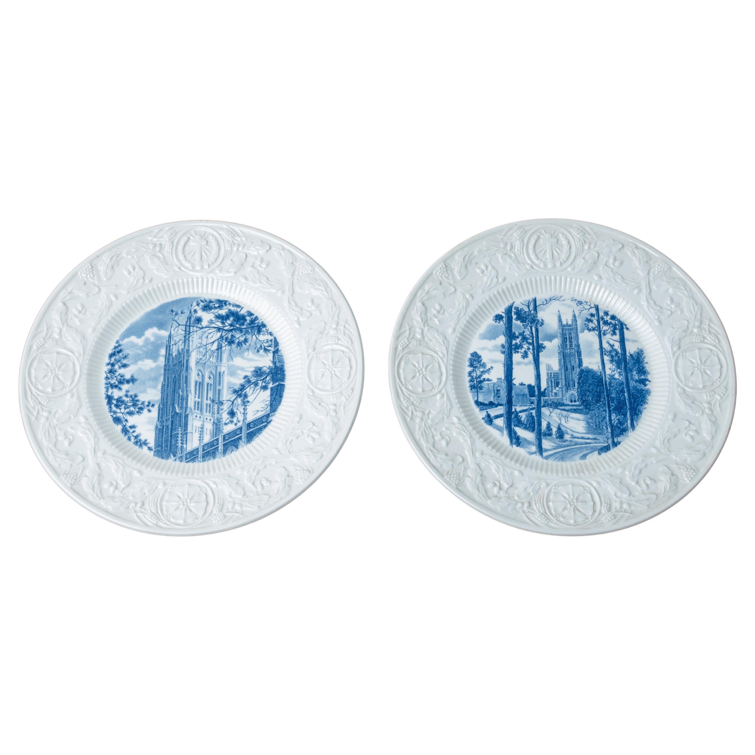 Pareja de platos de madera de Wedgewood de la Universidad de Duke