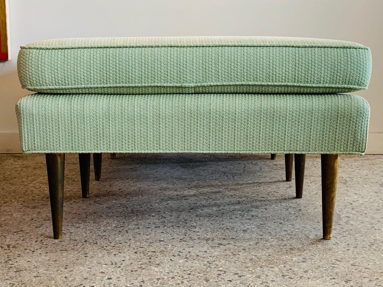 Pair of Dunbar Style Ottomans with Brass Legs For Sale at 1stDibs