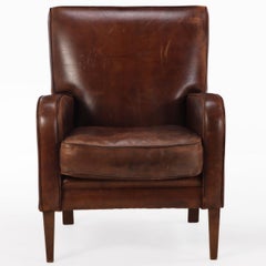 A Pair of Dutch Art Deco Style Leather Club Chairs, C. 1960.