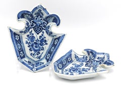 A pair of Dutch Delft blue and white sweetmeat dishes, late 17th C