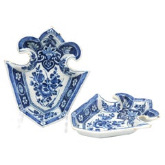 A pair of Dutch Delft blue and white sweetmeat dishes, late 17th C