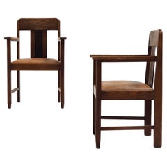 A Pair of Dutch “School of Amsterdam” Art Deco Arm Chairs