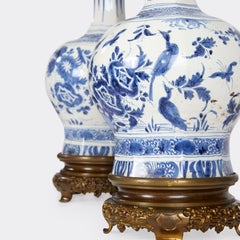 Pair of Dutch White and Blue Delft Table Lamp