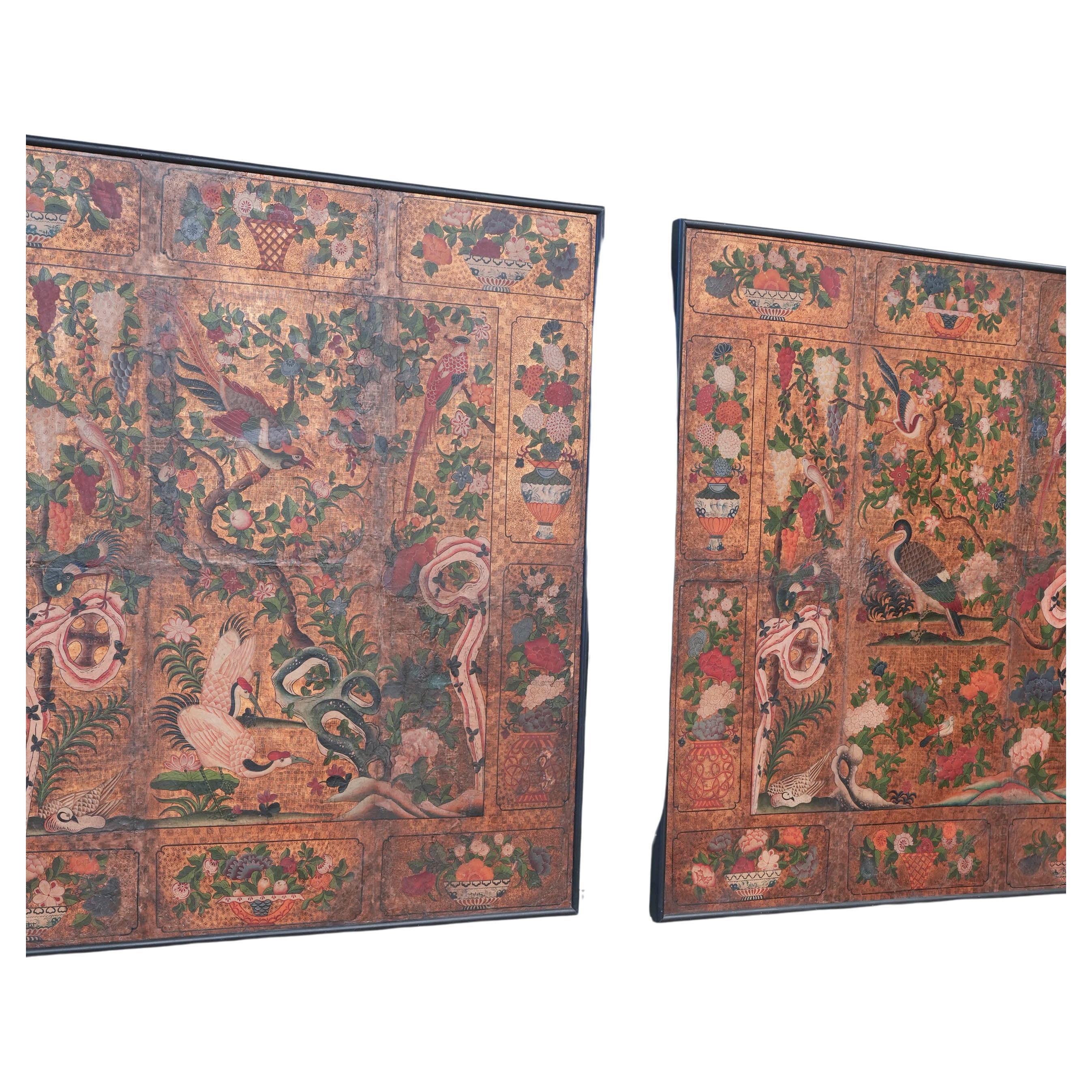 English Pair of Early 18th Century “Japanese” Leather Panels