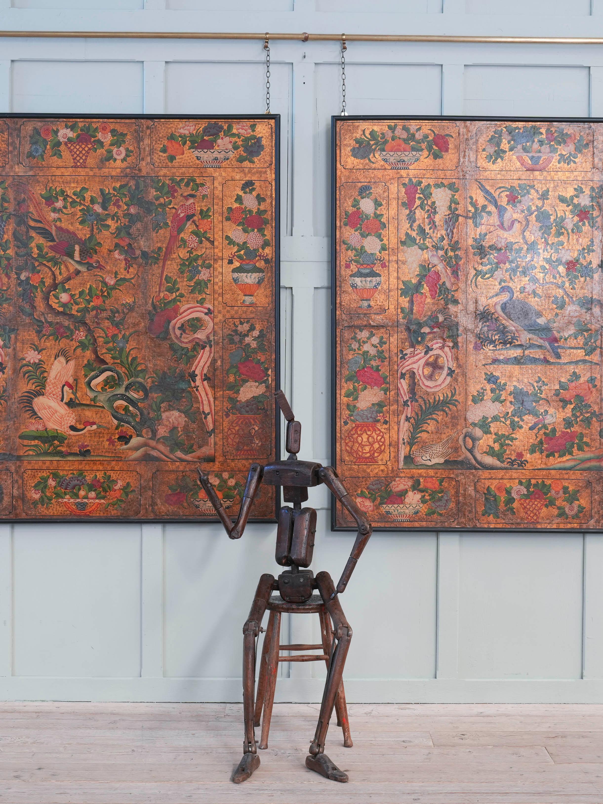 Embossed Pair of Early 18th Century “Japanese” Leather Panels