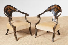 A Pair of Early 19th c. Painted Regency Spoonback Chairs