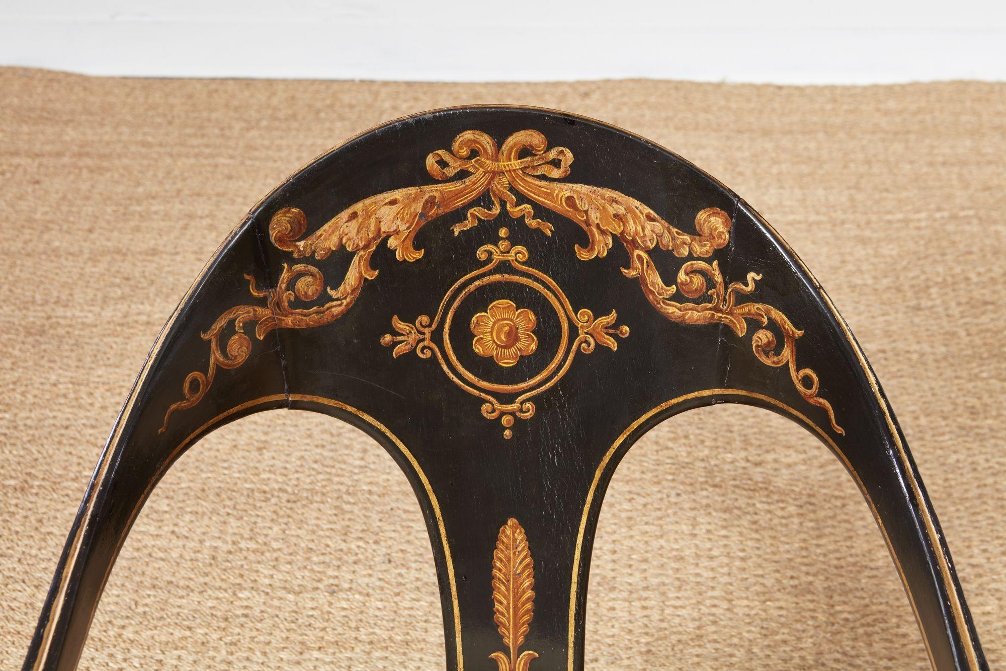 English A Pair of Early 19th c. Painted Regency Spoonback Chairs For Sale