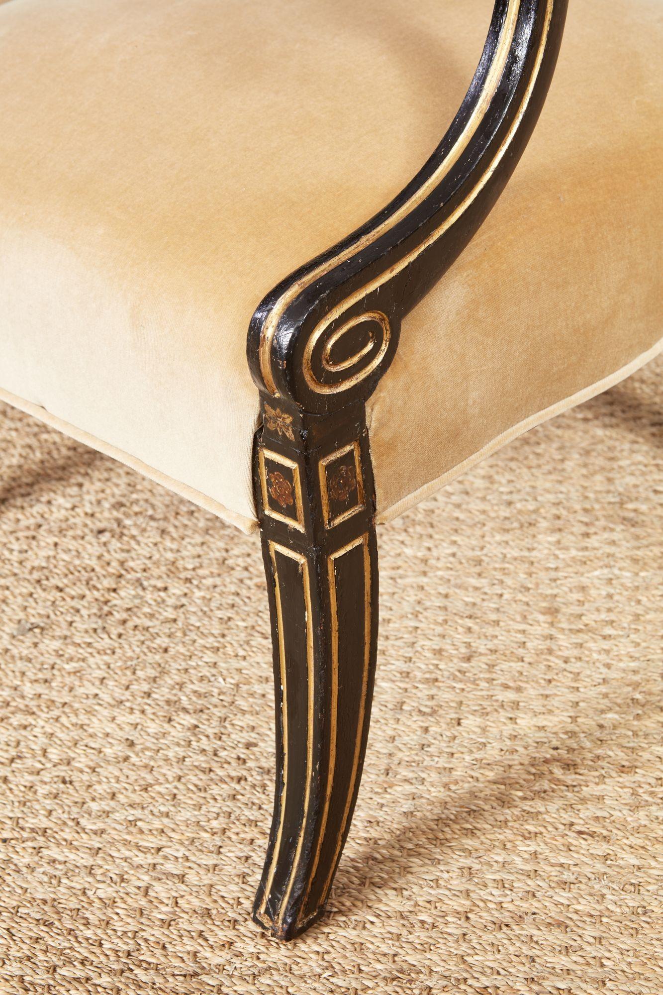19th Century A Pair of Early 19th c. Painted Regency Spoonback Chairs For Sale