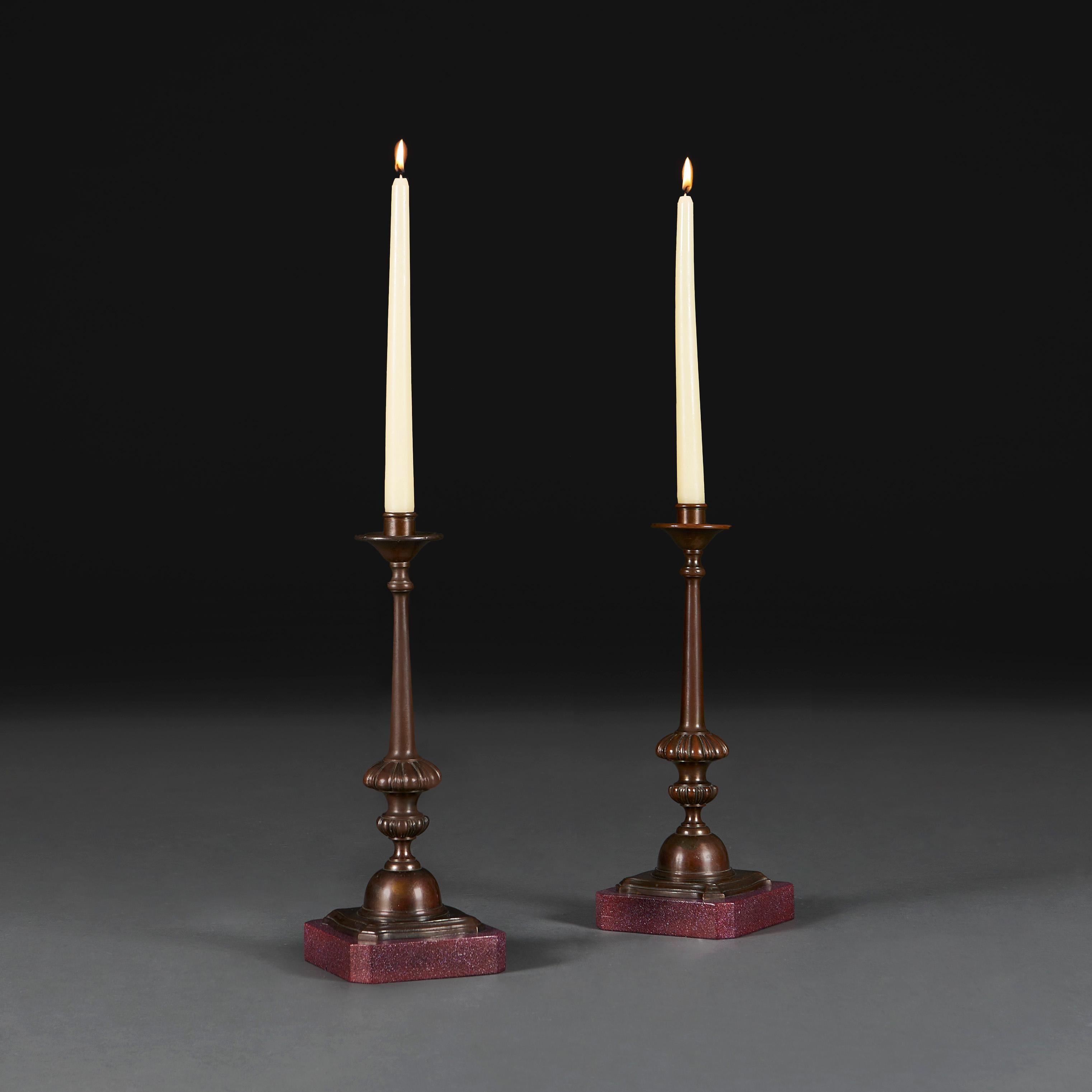A Pair of Early 19th Century Bronze Candlesticks  For Sale 2