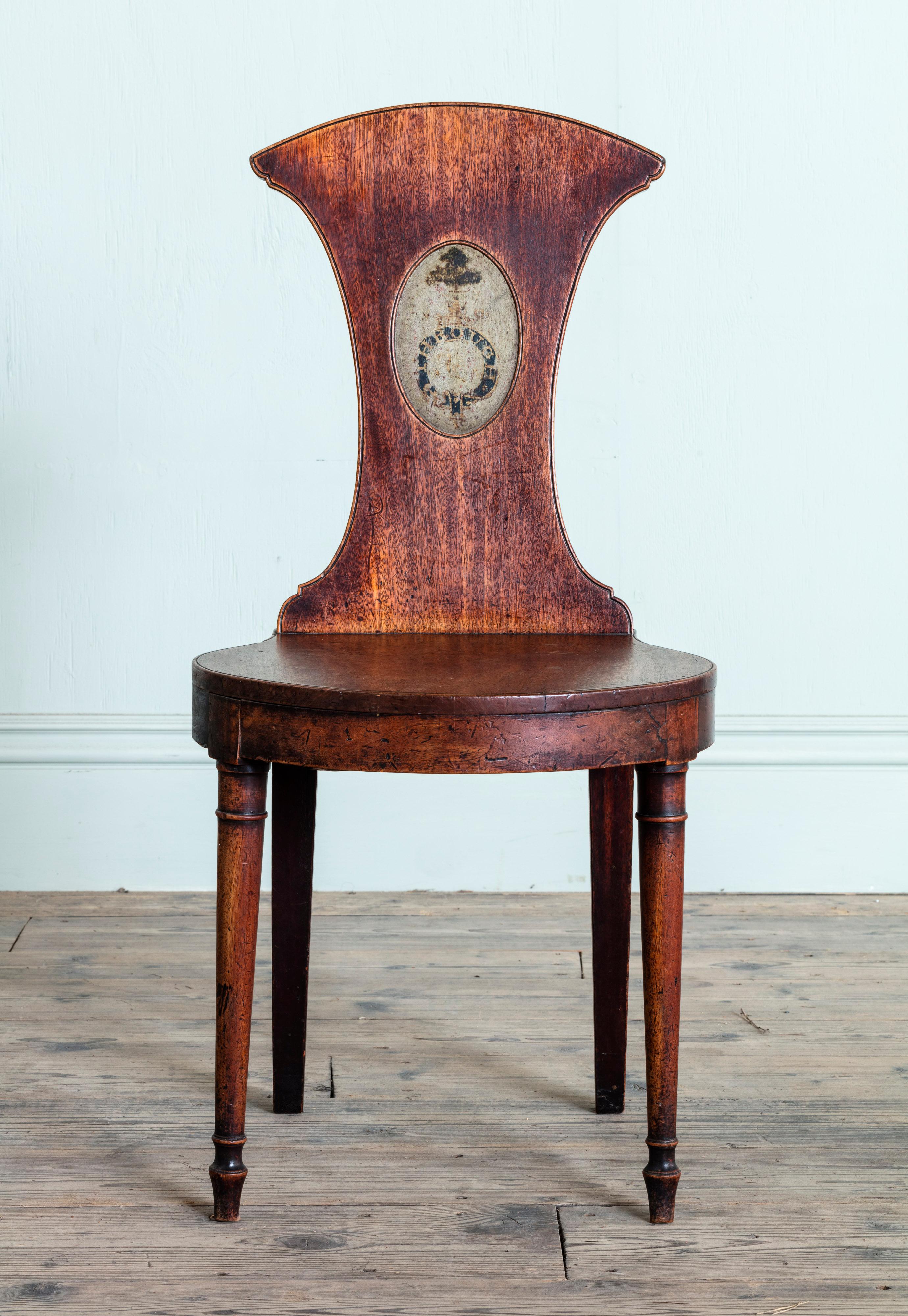 George III Pair of Early 19th Century Hall Chairs