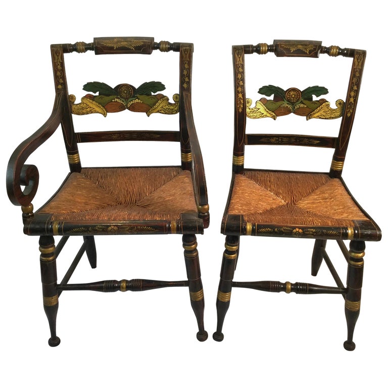 Pair of Early 19th Century Hitchcock Chairs at 1stDibs | hitchcock chairs  value, hitchcock chair value, value of hitchcock chairs